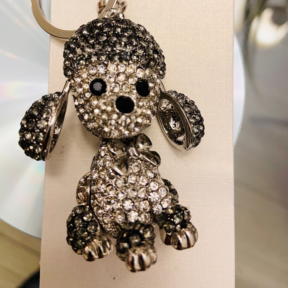Rhinestone poodle keychain